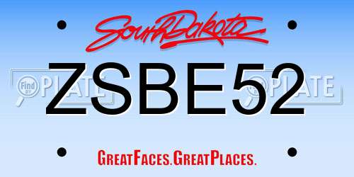 ZSBE52 South Dakota License Plate