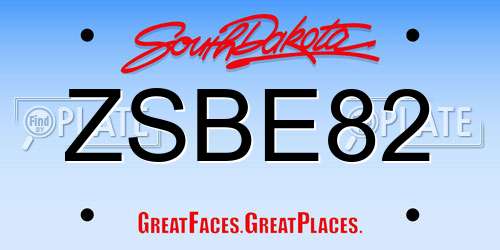 ZSBE82 South Dakota License Plate