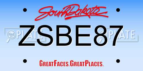 ZSBE87 South Dakota License Plate