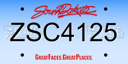 ZSC4125 South Dakota License Plate