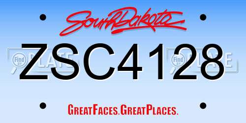 ZSC4128 South Dakota License Plate