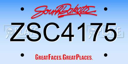 ZSC4175 South Dakota License Plate