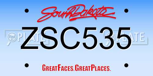 ZSC535 South Dakota License Plate