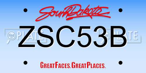 ZSC53B South Dakota License Plate