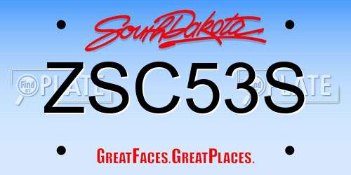 ZSC53S South Dakota License Plate