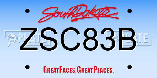 ZSC83B South Dakota License Plate