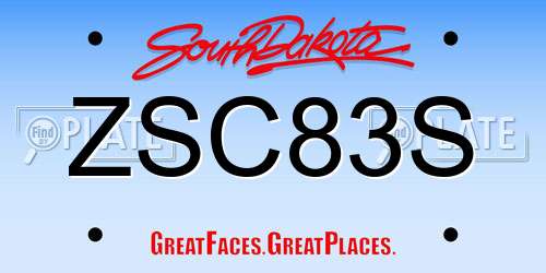 ZSC83S South Dakota License Plate