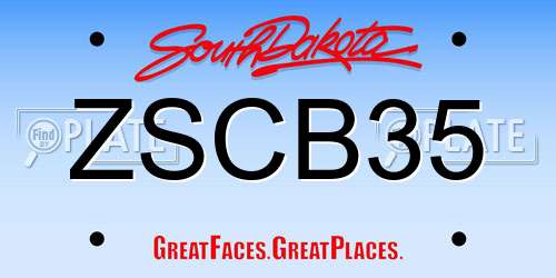 ZSCB35 South Dakota License Plate