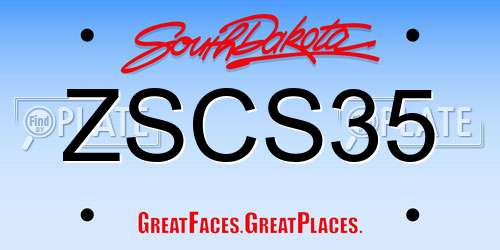 ZSCS35 South Dakota License Plate