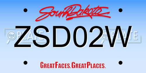 ZSD02W South Dakota License Plate