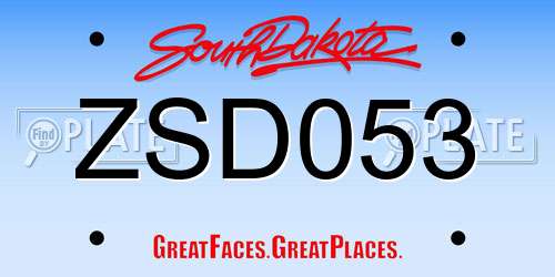 ZSD053 South Dakota License Plate