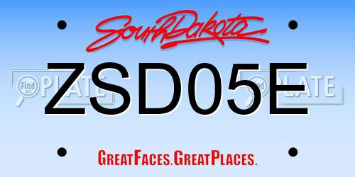 ZSD05E South Dakota License Plate