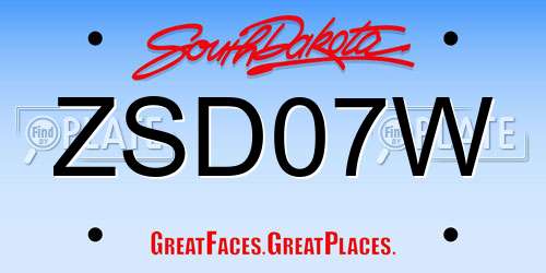 ZSD07W South Dakota License Plate