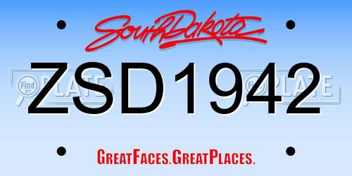 ZSD1942 South Dakota License Plate