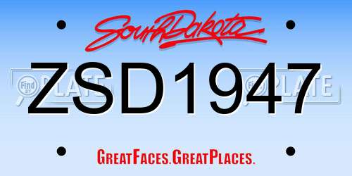 ZSD1947 South Dakota License Plate
