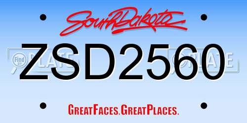 ZSD2560 South Dakota License Plate