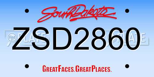 ZSD2860 South Dakota License Plate
