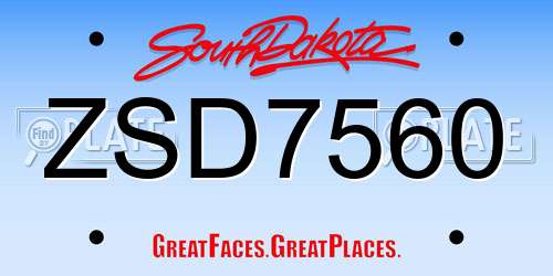 ZSD7560 South Dakota License Plate