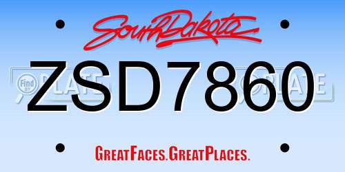 ZSD7860 South Dakota License Plate