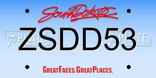 ZSDD53 South Dakota License Plate