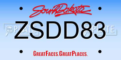 ZSDD83 South Dakota License Plate