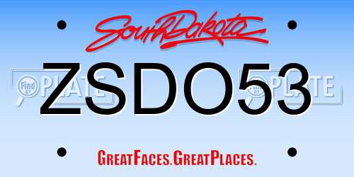 ZSDO53 South Dakota License Plate