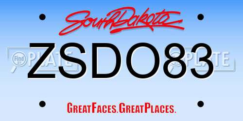 ZSDO83 South Dakota License Plate