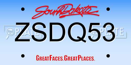 ZSDQ53 South Dakota License Plate