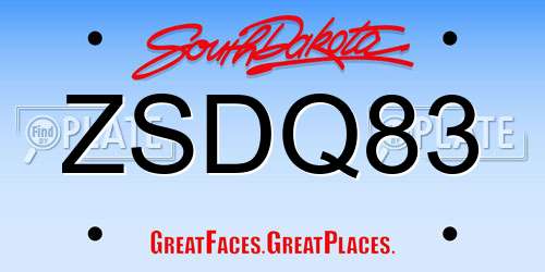 ZSDQ83 South Dakota License Plate