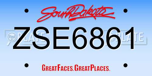 ZSE6861 South Dakota License Plate