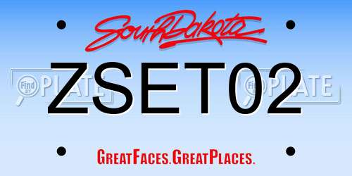 ZSET02 South Dakota License Plate