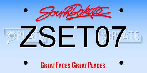 ZSET07 South Dakota License Plate