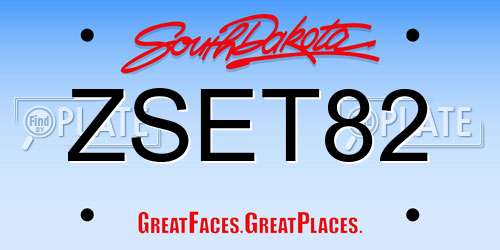 ZSET82 South Dakota License Plate