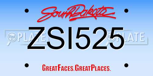 ZSI525 South Dakota License Plate
