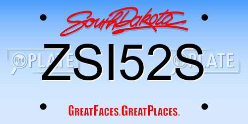 ZSI52S South Dakota License Plate