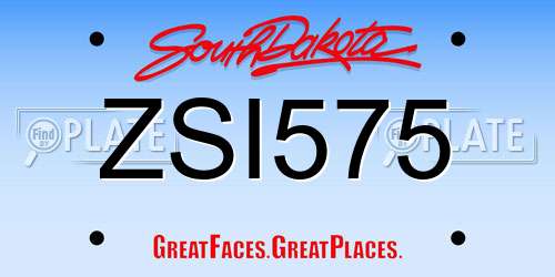 ZSI575 South Dakota License Plate