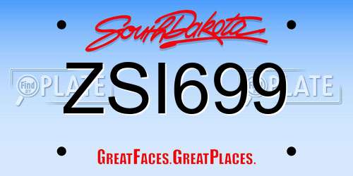 ZSI699 South Dakota License Plate