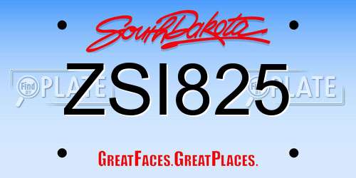 ZSI825 South Dakota License Plate