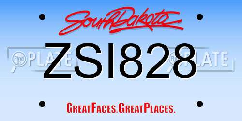 ZSI828 South Dakota License Plate