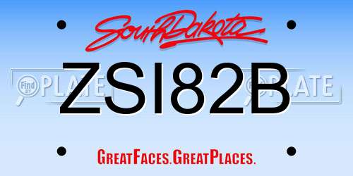 ZSI82B South Dakota License Plate