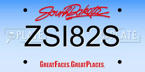ZSI82S South Dakota License Plate