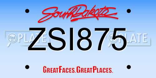 ZSI875 South Dakota License Plate