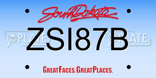 ZSI87B South Dakota License Plate