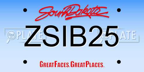 ZSIB25 South Dakota License Plate