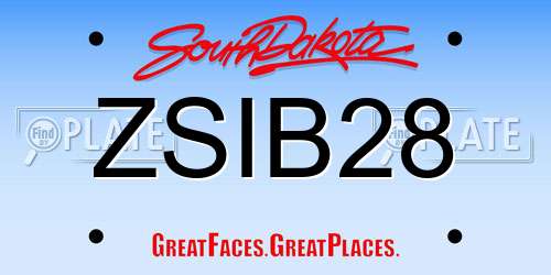 ZSIB28 South Dakota License Plate