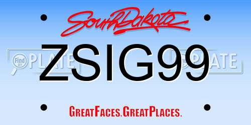 ZSIG99 South Dakota License Plate