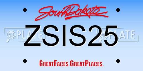ZSIS25 South Dakota License Plate
