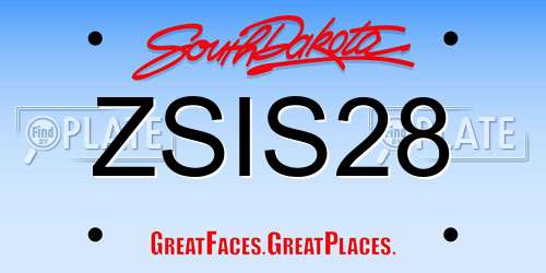 ZSIS28 South Dakota License Plate