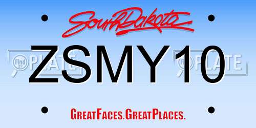 ZSMY10 South Dakota License Plate
