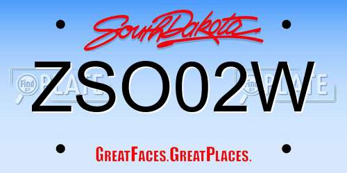 ZSO02W South Dakota License Plate